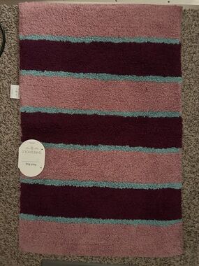 Threshold Pink, Teal and Burgundy Striped Bath Rug